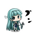  blue_hair blush_stickers chibi hair_tubes hairband kannagi long_hair lowres nabeyaki_neko nagi pleated_skirt skirt solo very_long_hair wand white_skirt 