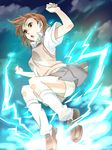  brown_hair electricity misaka_mikoto school_uniform solo to_aru_kagaku_no_railgun to_aru_majutsu_no_index zoff_(daria) 