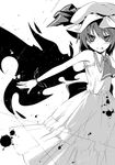  :p greyscale highres iseki_mitsuharu monochrome remilia_scarlet solo tongue tongue_out touhou 