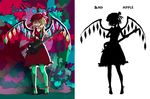  bad_apple!! blonde_hair don't_say_&quot;lazy&quot; electric_guitar flandre_scarlet guitar hat instrument k-on! nanoe_tetsu parody red_eyes silhouette touhou wings 