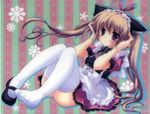  animal_ears brown_hair cat_ears copyright_request highres izumi_tsubasu legs shoes single_shoe solo thighhighs twintails 