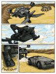 armored_personnel_carrier colony comic desert doujinshi dropship flying ground_vehicle landing max_kim military military_vehicle motor_vehicle no_humans planet sky space_craft tank 