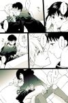  11kkr 2boys blush bottomless commentary_request face-to-face fellatio french_kiss hood hood_down hooded_jacket hoodie ikari_shinji imminent_penetration jacket kiss licking licking_penis male_focus multiple_boys nagisa_kaworu neon_genesis_evangelion oral pants penis short_hair sitting speech_bubble straddling translation_request upright_straddle yaoi 