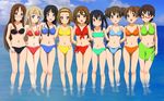  :d akiyama_mio bandeau bikini black_eyes black_hair blonde_hair blue_eyes blush bow brown_eyes brown_hair cameltoe cloud day double_bun embarrassed flat_chest frilled_bikini frills front-tie_top glasses green_sarong hair_ornament hairband hairclip halterneck highres hirasawa_ui hirasawa_yui hug k-on! kotobuki_tsumugi legs lineup long_hair manabe_nodoka multiple_girls nakano_azusa navel o-ring o-ring_top open_mouth outdoors rm_(rm32) sarong short_hair sky smile standing strapless suzuki_jun swimsuit tainaka_ritsu tubetop twintails very_long_hair wading wallpaper water yamanaka_sawako 