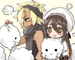  1boy 1girl bandana black_bandana black_shirt closed_mouth coat commentary_request creature dark-skinned_male dark_skin deformed hair_between_eyes hat holding holding_creature kesaran_pasaran_(sekaiju) kiharatta long_hair official_alternate_color profile red_eyes sekaiju_no_meikyuu sekaiju_no_meikyuu_3 shirt sketch sleeveless sleeveless_shirt smile warrior_(sekaiju) warrior_3_(sekaiju) white_background white_coat white_hat yellow_eyes zodiac_(sekaiju) zodiac_2_(sekaiju) 