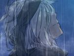  1boy bandana black_bandana blonde_hair closed_mouth commentary_request dark-skinned_male dark_skin facing_up hair_over_one_eye kiharatta male_focus messy_hair night official_alternate_color one_eye_covered outdoors portrait profile rain sekaiju_no_meikyuu sekaiju_no_meikyuu_3 short_hair sketch solo split_mouth warrior_(sekaiju) warrior_3_(sekaiju) 