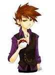  alternate_costume brown_hair green_eyes male_focus ookido_green poke_ball pokemon purple solo teeterdance vest 