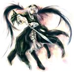  abudala dress frills hairband highres long_hair red_eyes rozen_maiden silver_hair solo suigintou sword weapon wings 