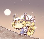  carrying moon multiple_girls nekoguruma night piggyback sky star_(sky) starry_sky touhou yakumo_ran yakumo_yukari 