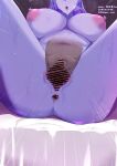  1girl absurdres anus bar_censor breasts censored chinese_commentary colored_skin commentary_request completely_nude crotch_focus dogma_zzzz eyes_out_of_frame head_out_of_frame highres invisible_penis large_breasts long_hair nipples nude open_mouth puffy_nipples purple_hair purple_skin pussy sex slay_the_spire solo spread_legs spread_pussy the_watcher_(slay_the_spire) tongue tongue_out translation_request twitter_username vaginal 