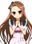  bad_id bad_pixiv_id brown_eyes brown_hair bunny casual forehead hairband idolmaster idolmaster_(classic) idolmaster_2 long_hair minase_iori ookami_maito solo stuffed_animal stuffed_bunny stuffed_toy 