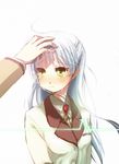  angel_beats! bad_id bad_pixiv_id blazer hand_on_head jacket kimura_shiki long_hair ribbon school_uniform silver_hair simple_background solo_focus tears tenshi_(angel_beats!) yellow_eyes 