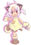  animal_ears cat_ears costume full_body gen_1_pokemon meowth paws personification pokemon satsuki_mei_(sakuramochi) solo transparent_background white_hair 