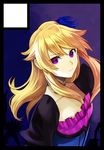  bad_id bad_pixiv_id blonde_hair circle_cut copyright_request dress flower hair_ornament looking_up purple_eyes solo sugimo 