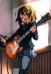  gibson guitar highres hirasawa_yui instrument k-on! les_paul one_eye_closed pantyhose shino_(eefy) short_hair solo 