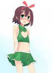  baka_to_test_to_shoukanjuu brown_hair flat_chest green_eyes kanikama kinoshita_hideyoshi male_focus midriff navel otoko_no_ko short_hair solo 