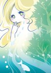  ame_(amefuri) blonde_hair blush bubble copyright_request fish long_hair river solo surreal tears tree 