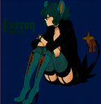  animal_ears bad_id bad_pixiv_id blue_hair breasts costume gen_4_pokemon l_hakase luxray medium_breasts personification pokemon solo thighhighs yellow_eyes 