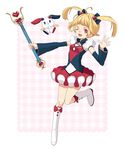  blonde_hair boots copyright_request detached_sleeves knee_boots magical_girl mascot matsurika one_eye_closed red_eyes solo twintails wand 