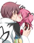  1girl asbel_lhant blush brown_hair cheria_barnes closed_eyes couple hetero kiss kurimomo pink_hair tales_of_(series) tales_of_graces two_side_up 