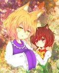  animal_ears bad_id bad_pixiv_id bangs chen kimera multiple_girls short_hair touhou yakumo_ran 