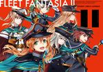  :d adapted_costume alternate_costume belt bismarck_(kantai_collection) blonde_hair blue_eyes brown_eyes brown_hair buttons cape commentary_request cover cover_page cropped_jacket doujin_cover gloves graf_zeppelin_(kantai_collection) green_cape gun hair_between_eyes hand_on_headwear hat holding holding_gun holding_weapon kantai_collection kerchief long_hair long_sleeves looking_at_viewer looking_to_the_side luicent multiple_girls open_mouth peaked_cap prinz_eugen_(kantai_collection) short_hair sidelocks silver_hair smile sword twintails u-511_(kantai_collection) uniform weapon white_gloves white_hair wind z1_leberecht_maass_(kantai_collection) z3_max_schultz_(kantai_collection) 