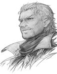  beard face facial_hair greyscale imizu_(nitro_unknown) male_focus metal_gear_(series) metal_gear_solid_v monochrome nose revolver_ocelot scarf sketch smile solo younger 