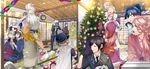  ^_^ anger_vein aqua_hair black_gloves black_hair blonde_hair blue_eyes blue_hair brown_hair camera christmas christmas_tree closed_eyes dress gift gloves green_hair hat hood ichigo_hitofuri ima-no-tsurugi ishikirimaru iwatooshi japanese_clothes jou_(13736331) kogitsunemaru long_hair low-tied_long_hair maeda_toushirou male_focus midare_toushirou mikazuki_munechika multiple_boys nikkari_aoe otoko_no_ko pink_hair ponytail purple_eyes santa_costume santa_hat sayo_samonji souza_samonji touken_ranbu uguisumaru v white_hair yagen_toushirou yamanbagiri_kunihiro 