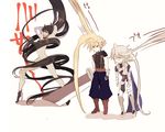  2boys armor barefoot bayonetta bayonetta_(character) bayonetta_2 black_hair blonde_hair blue_eyes cloud_strife final_fantasy final_fantasy_vii fire_emblem fire_emblem_if glasses high_heels iriya_(lonesome) long_hair male_my_unit_(fire_emblem_if) multiple_boys my_unit_(fire_emblem_if) silver_hair super_smash_bros. sword very_long_hair weapon 