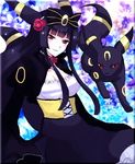  asame21 bad_id bad_pixiv_id black_hair bow flower gen_2_pokemon hair_bow hair_flower hair_ornament personification pokemon pokemon_(creature) red_eyes solo umbreon 