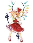  ascot dress flandre_scarlet hat hat_ribbon laevatein marker_(medium) mary_janes mob_cap red_dress red_eyes ribbon sash shirt shoes side_ponytail smile socha solo touhou traditional_media wings 