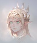  aqua_eyes artist_name blonde_hair diadem elf fom_(lifotai) gradient gradient_background lips long_hair looking_at_viewer original pointy_ears solo 