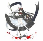  black_dress black_hair bow chalice character_request dress flag frilled_dress frills full_body gloves hair_bow holding juliet_sleeves kai-ri-sei_million_arthur kneehighs long_dress long_hair long_sleeves mary_janes million_arthur_(series) puffy_sleeves red_bow red_eyes ribbon shoes simple_background solo spilling usalxlusa white_background white_gloves wide_sleeves 