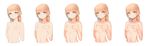  breasts grey_eyes highres long_hair md5_mismatch multiple_views naso4 orange_hair resized shading simple_background small_breasts upper_body upscaled white_background 