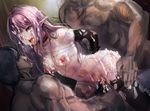  2boys :d ahegao alber arm_support arms_behind_back bound breasts bruise chest_hair collar collarbone crying crying_with_eyes_open cuts double_penetration elbow_gloves elf eyepatch fucked_silly gangbang gloves group_sex hetero injury lavender_hair long_hair lying medium_breasts mmf_threesome multiple_boys navel nipples nude open_mouth original penis pointy_ears rape red_neckwear restrained smile tears thighhighs threesome tongue tongue_out torn_clothes torn_gloves torn_legwear wire 
