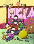  bad_id bad_pixiv_id barefoot beer_can black_hair bowl_cut brothers buck_teeth can cat esper_nyanko flying_sweatdrops glasses head_bump hijirisawa_shonosuke hood hoodie indian_style male_focus matsuno_choromatsu matsuno_ichimatsu matsuno_juushimatsu matsuno_karamatsu matsuno_osomatsu matsuno_todomatsu messy_room mobile multiple_boys osomatsu-kun osomatsu-san pants pornography pulling reading sextuplets shorts siblings single_vertical_stripe sitting socks sweat table time_paradox track_pants younger yuru_(tmb730) 