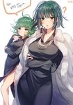  ? bad_id bad_twitter_id black_dress black_hair breasts crossed_arms dress fubuki_(one-punch_man) green_eyes green_hair korean large_breasts medium_breasts multiple_girls one-punch_man short_hair siblings sisters sukja tatsumaki translated 