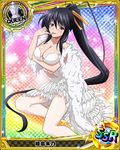  artist_request black_hair breasts card_(medium) character_name chess_piece dress hair_ribbon high_school_dxd himejima_akeno large_breasts long_hair long_ponytail official_art ponytail purple_eyes queen_(chess) ribbon solo torn_clothes trading_card very_long_hair wedding_dress white_dress 