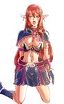  blush boots breasts cleavage earrings elf gloves green_eyes highres jewelry katanbina_(gbln22211) large_breasts long_hair midriff myuria_tionysus pink_hair pointy_ears solo star_ocean star_ocean_the_last_hope tattoo 