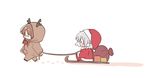  anastasia_(idolmaster) animal_costume bad_id bad_twitter_id bowwow_(hamju94) christmas idolmaster idolmaster_cinderella_girls long_hair love_laika multiple_girls nitta_minami reindeer_costume santa_costume short_hair sleigh 