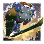  blizzardman green_eyes male_focus napo rockman skis snow solo tree 