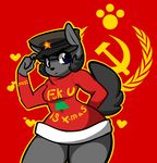 butt clothing female fur hair looking_at_viewer mammal ramona_dragunov simple_background solo sovietcatparty wide_hips 