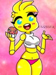  animatronic anthro avian bird blue_eyes blush breasts chicken clothing cupcake cupcake_(fnaf) cute fazzfuck five_nights_at_freddy&#039;s five_nights_at_freddy&#039;s_2 food machine panties robot shirt smile toy_chica_(fnaf) underwear video_games 
