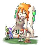  action_figure alpha_channel anthro canine cream_fur dog eyes_closed female freedom_planet fur goshaag hair hi_res mammal milla_basset orange_hair simple_background solo transparent_background tree_stump video_games 