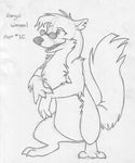  absurd_res digitigrade english_text eyewear featureless_crotch greyscale hi_res looking_away male mammal mizzyam monochrome mustelid open_mouth pencil_(artwork) regal_weasel semi-anthro solo standing sunglasses text traditional_media_(artwork) weasel 