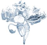  anthro beverage big_breasts bovine bow_tie breasts burger cattle cleavage clothed clothing cup female food horn huge_breasts mammal noill one_eye_closed open_mouth pasties platter skimpy solo waiter 
