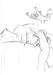  anthro bed chris_mckinley duo eyes_closed feline lion male mammal monochrome pillow pounce sketch sleeping 