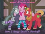  2015 big_macintosh_(mlp) brian_mcpherson clothed clothing cutie_mark earth_pony english_text equine eyes_closed feral freckles friendship_is_magic green_eyes group hair horse inside legwear long_hair male mammal marble_pie_(mlp) my_little_pony open_mouth pink_hair pinkie_pie_(mlp) pony sibling sisters striped_legwear stripes text 