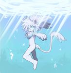  anthro feline hi_res leo_(whiteleo) lion looking_at_viewer male mammal mane nude sea side_view solo underwater water whiteleo young 