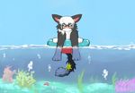  annoyed anthro blush cat clothing feline floating inner_tube kay_(whiteleo) looking_at_viewer male mammal sea solo swimming_trunks swimsuit water whiteleo young 